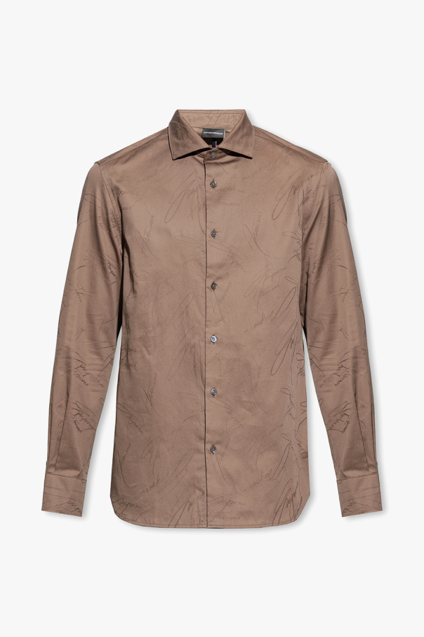 Brown Cotton shirt with logo Emporio Armani - Vitkac HK